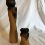 Scorched maple pepper mill & salt shaker