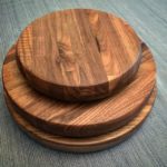 Turned laminated walnut cutting boards